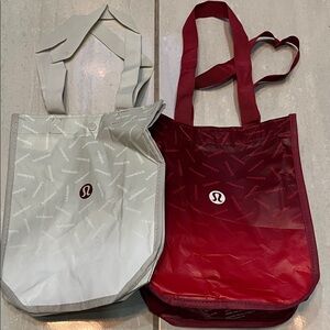 lululemon athletica Red and White Tote Bags